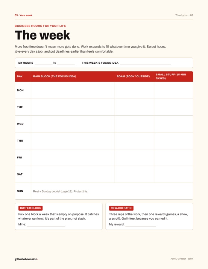 The weekly rhythm worksheet