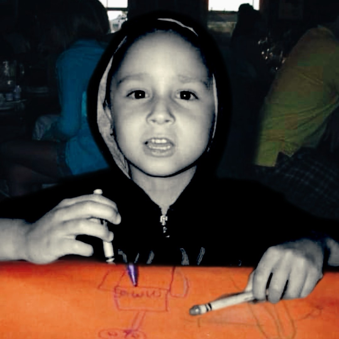 Eli Ber as a kid, drawing
